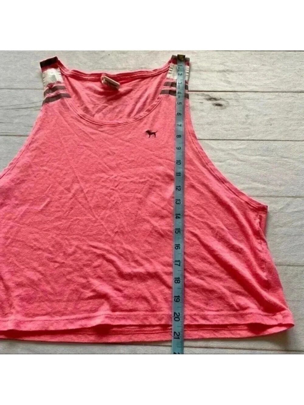 PINK Victoria Secret Hot Pink stripe Tank Sz L/G - Picture 4 of 11